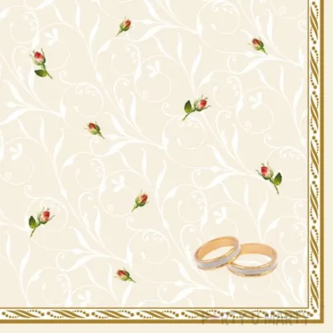 serwetki 33 cm slub kremowe obraczki 20 szt