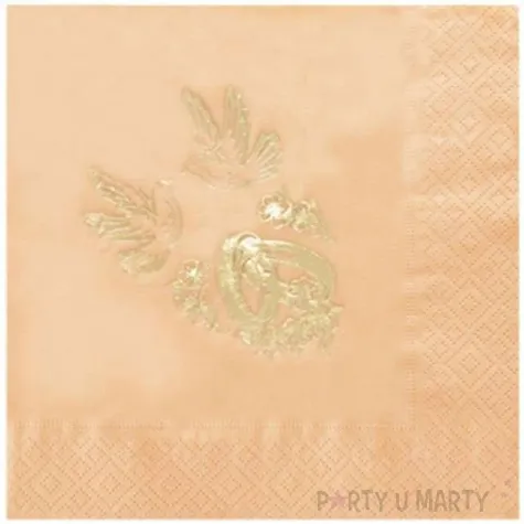 serwetki 33 cm slub lososiowe obraczki 20 szt