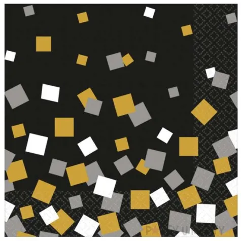 serwetki 33 cm sparkling confetti amscan czarne 16 szt