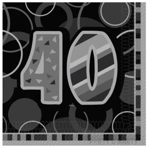 serwetki 40 glitz black 33 cm unique 16 szt