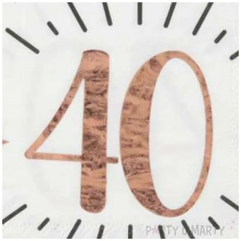 serwetki 40 urodziny gold rose santex biale 33 cm 10 szt