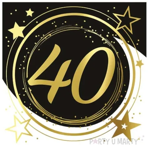 serwetki 40 urodziny gwiazdy czarno zloty guirca 33 cm 12 szt