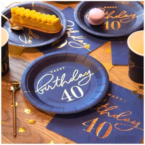 serwetki 40 urodziny happy birthday 40 granatowe partypal 33 cm 10 szt