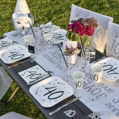 serwetki 40 urodziny santex biale 33 cm 20 szt