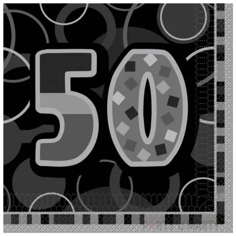 serwetki 50 glitz black 33 cm unique 16 szt