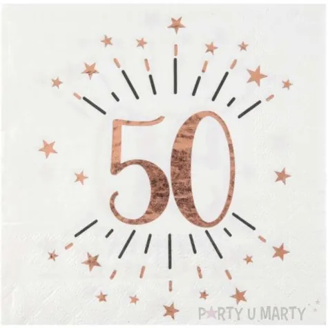 serwetki 50 urodziny gold rose santex biale 33 cm 10 szt