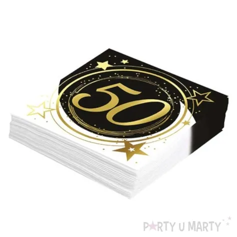 serwetki 50 urodziny gwiazdy czarno zloty guirca 33 cm 12 szt