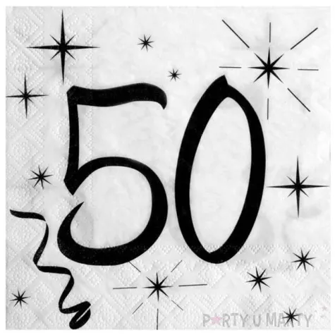 serwetki 50 urodziny santex biale 33 cm 20 szt