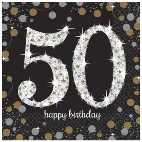 serwetki 50 urodziny sparkling celebrations gold amscan 33 cm 16 szt