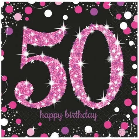 serwetki 50 urodziny sparkling celebrations pink amscan 33 cm 16 szt