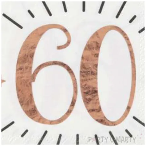 serwetki 60 urodziny gold rose santex biale 33 cm 10 szt