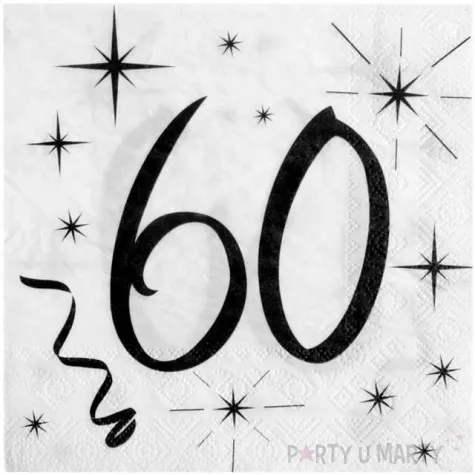 serwetki 60 urodziny santex biale 33 cm 20 szt