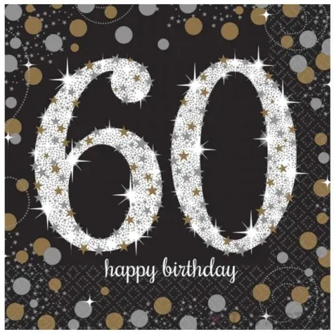serwetki 60 urodziny sparkling celebrations gold amscan 33 cm 16 szt