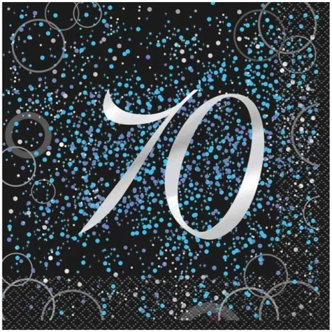serwetki 70 urodziny glitz unique niebieskie 33 cm 16 szt