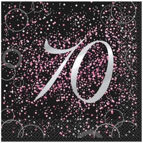 serwetki 70 urodziny glitz unique rozowe 33 cm 16 szt