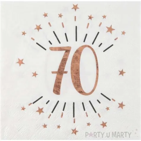 serwetki 70 urodziny gold rose santex biale 33 cm 10 szt