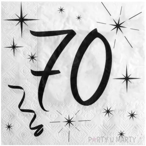 serwetki 70 urodziny santex biale 33 cm 20 szt