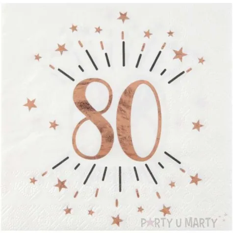 serwetki 80 urodziny gold rose santex biale 33 cm 10 szt