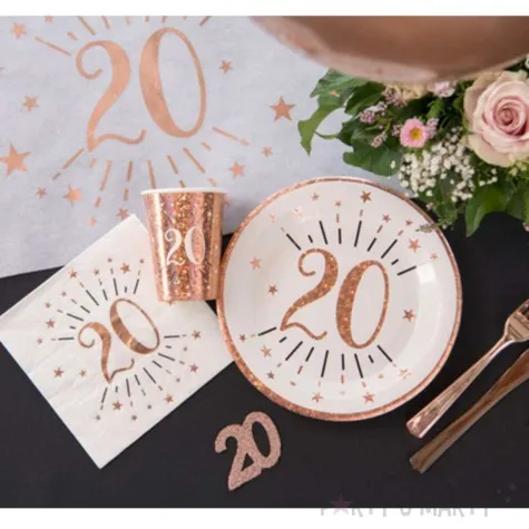 serwetki 80 urodziny gold rose santex biale 33 cm 10 szt