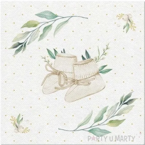 serwetki airlaid chrzest swiety buciki ecru paw 40 cm 50 szt