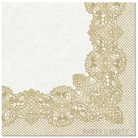 serwetki airlaid koronka zlote paw 40 cm 50 szt