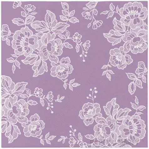 serwetki airlaid koronkowe kwiaty fioletowe paw 40 cm 50 szt