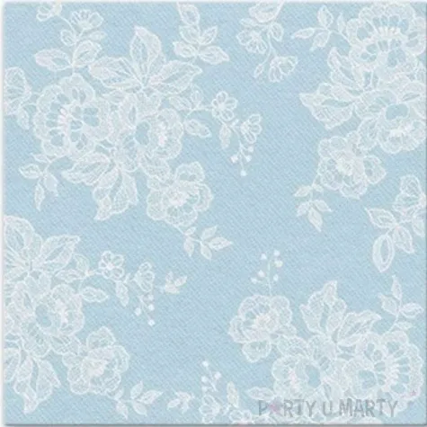 serwetki airlaid koronkowe kwiaty niebieskie paw 40 cm 50 szt