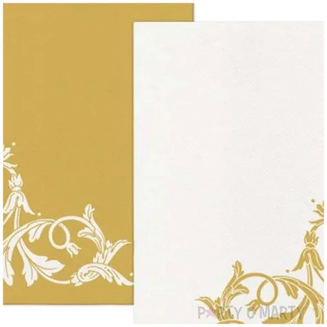 serwetki airlaid kwiaty zloty bialy paw 40 cm 50 szt