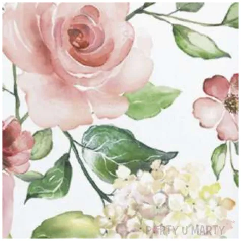 serwetki akwarelowe roze i hortensje maki 33 cm 20 szt