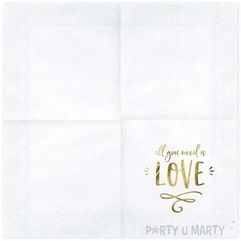 serwetki all you need is love bialy partydeco 33 cm 20 szt
