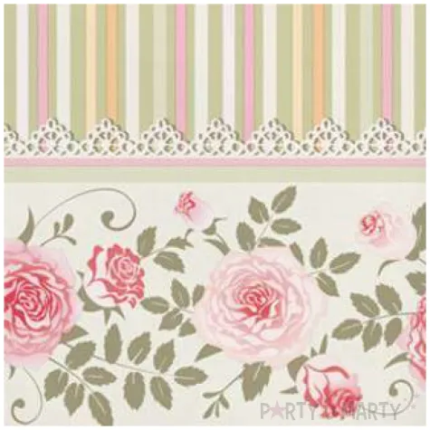 serwetki angielskie roze i paski maki 33 cm 20 szt