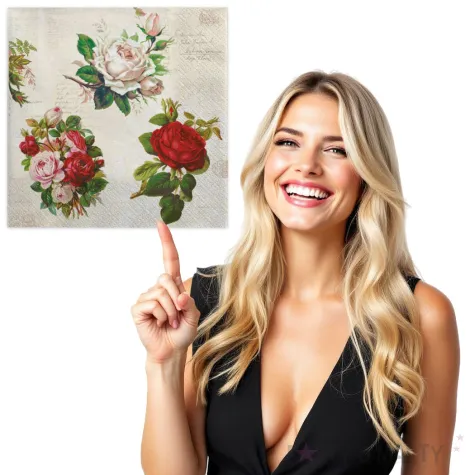 serwetki angielskie roze maki 33 cm 20 szt