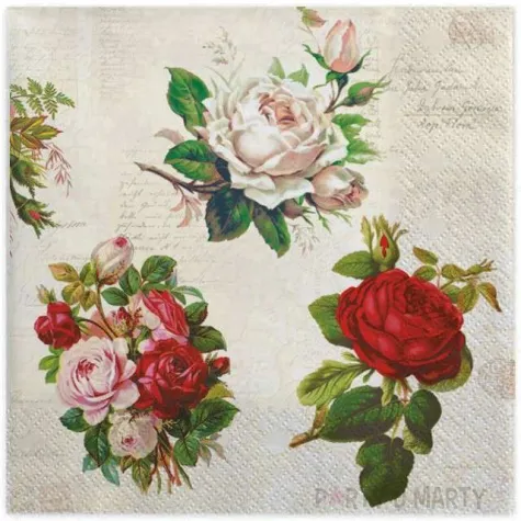 serwetki angielskie roze maki 33 cm 20 szt