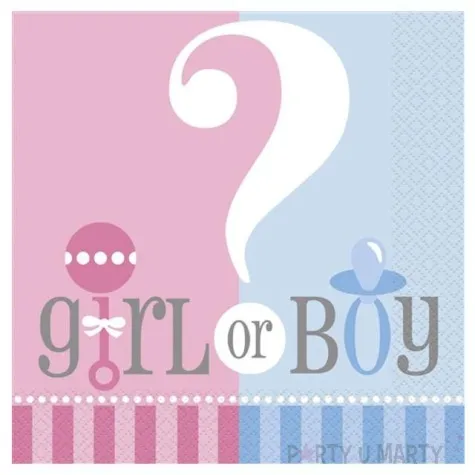 serwetki baby shower girl boy 33 cm unique 16 szt