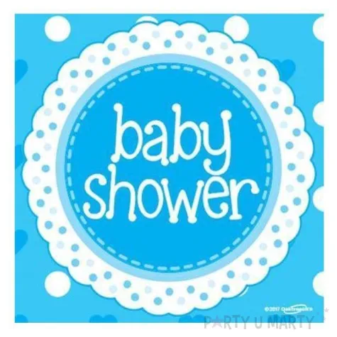 serwetki baby shower grochy i serca blekitny oaktree 33 cm 16 szt