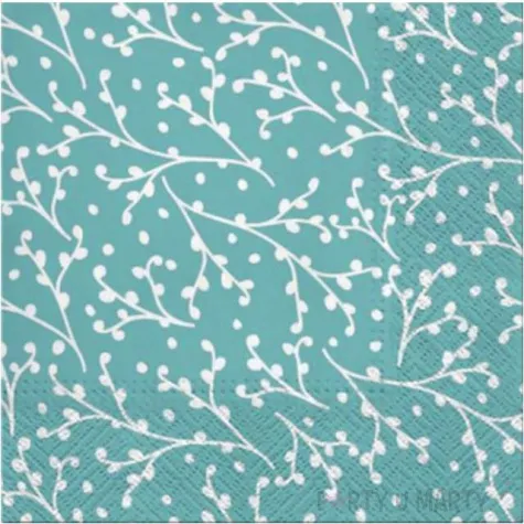 serwetki biale galazki na niebieskim tle paw 33 cm 20 szt