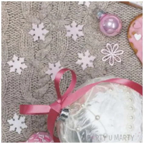 serwetki biale i rozowe bombki i serca maki 33 cm 20 szt