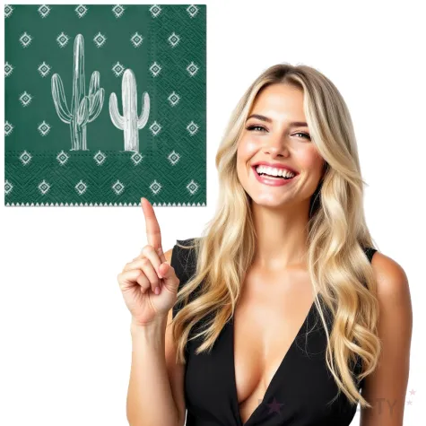 serwetki biale kaktusy zielone paw 33 cm 20 szt