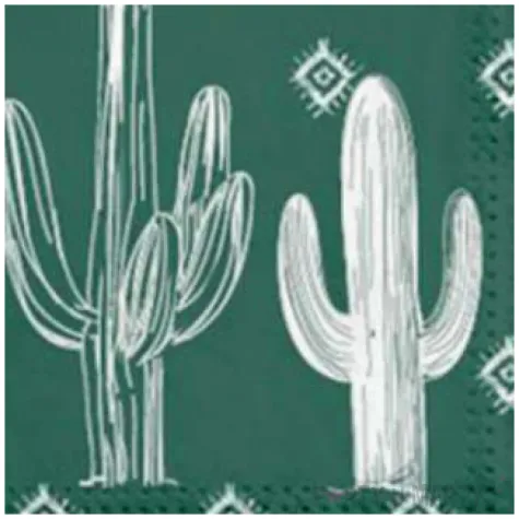 serwetki biale kaktusy zielone paw 33 cm 20 szt