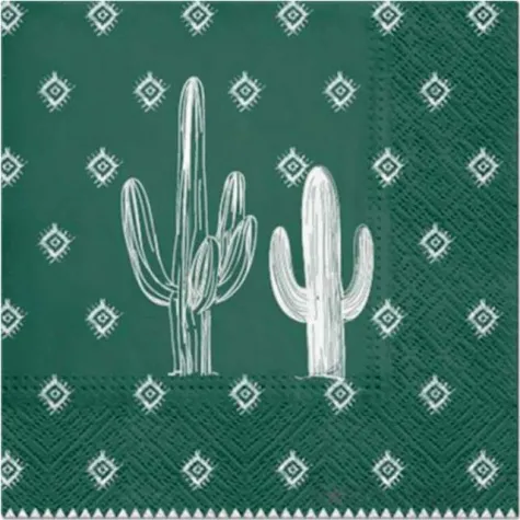 serwetki biale kaktusy zielone paw 33 cm 20 szt