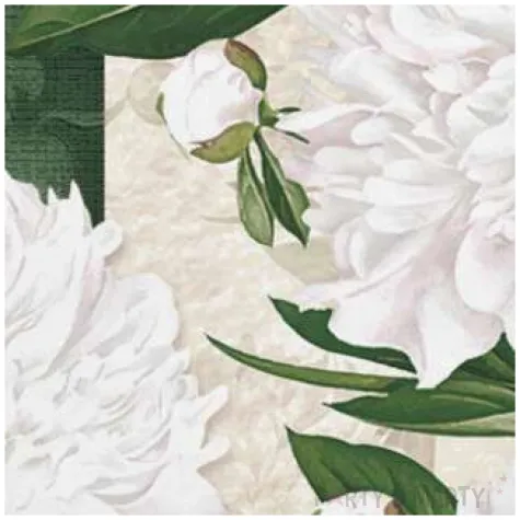serwetki biale peonie maki 33 cm 20 szt