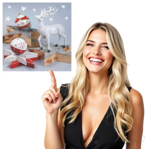 serwetki bialy renifer z drewnianymi gwiazdami maki 33 cm 20 szt