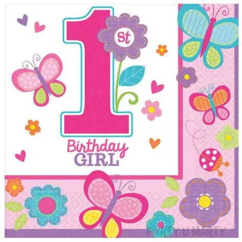 serwetki birthday girl 1 pink 33 cm 16 szt