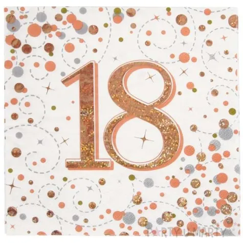 serwetki blyszczace 18 urodziny rozowe zloto oaktree 33 cm 16 szt