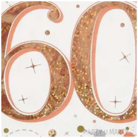 serwetki blyszczace 60 urodziny rozowe zloto oaktree 33 cm 16 szt