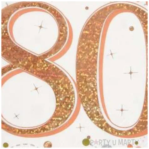 serwetki blyszczace 80 urodziny rozowe zloto oaktree 33 cm 16 szt