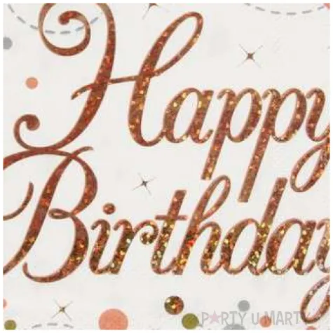 serwetki blyszczace happy birthday rozowe zloto oaktree 33 cm 16 szt
