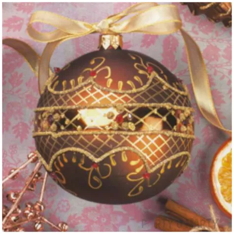 serwetki bombka ciemnozlota zdobiona i pomarancze maki 33 cm 20 szt