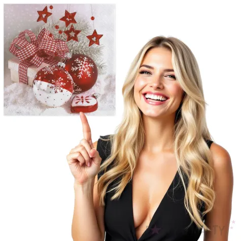 serwetki bombki bialo czerwone z gwiazdkami maki 33 cm 20 szt