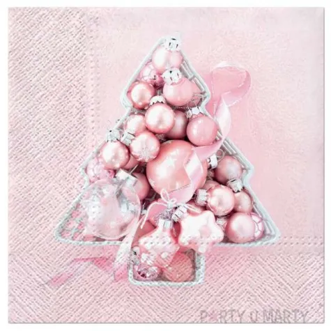 serwetki bombkowa choinka rozowe paw 33 cm 20 szt